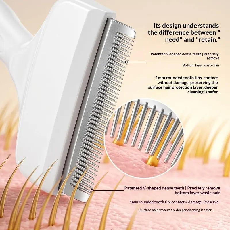 2-in-1 Pet Grooming Undercoat Rake & Loose Hair Deshedding Brush