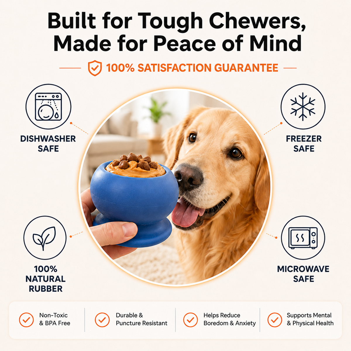 Durable Fillable Dog Chew Bone – Freezable Treat Dispenser for Aggressive Chewers