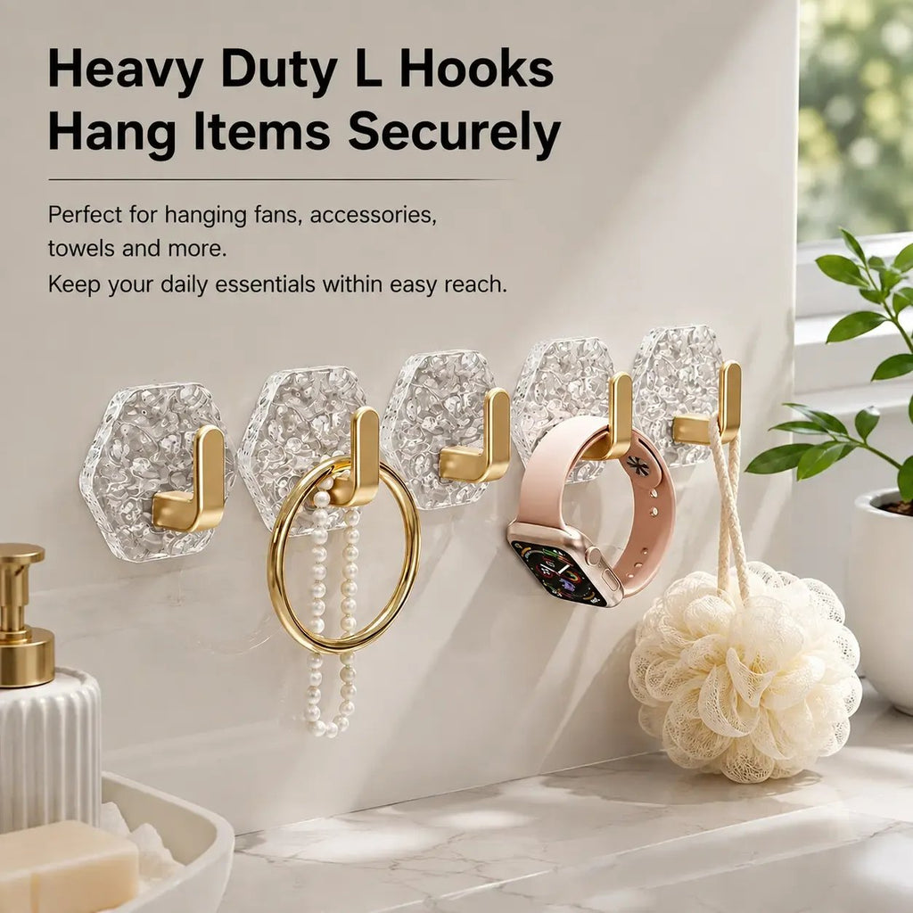 ⚡Self-Adhesive Hexagon Ripple Utility Hooks – Damage-Free Wall Organizers for Keys, Towels & Coats