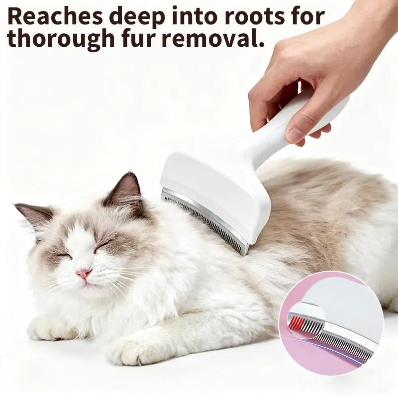 2-in-1 Pet Grooming Undercoat Rake & Loose Hair Deshedding Brush