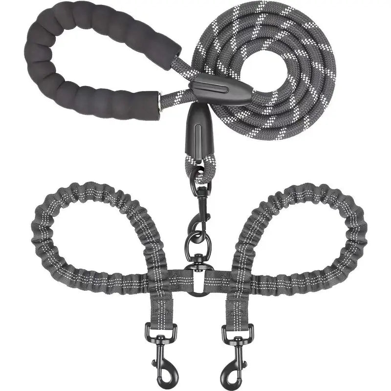 Dual Dog Leash No-Pull System – 360° Swivel Double Leash with Padded Comfort Handle