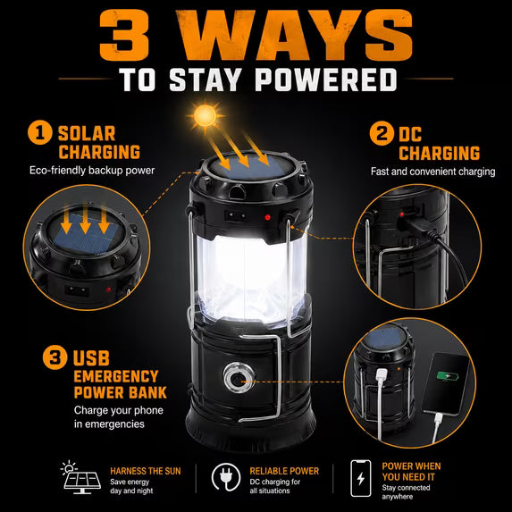 2-in-1 Solar & USB Rechargeable LED Lantern – Portable Light for Camping & Power Outages (4-Pack)