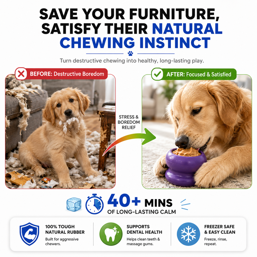 Durable Fillable Dog Chew Bone – Freezable Treat Dispenser for Aggressive Chewers