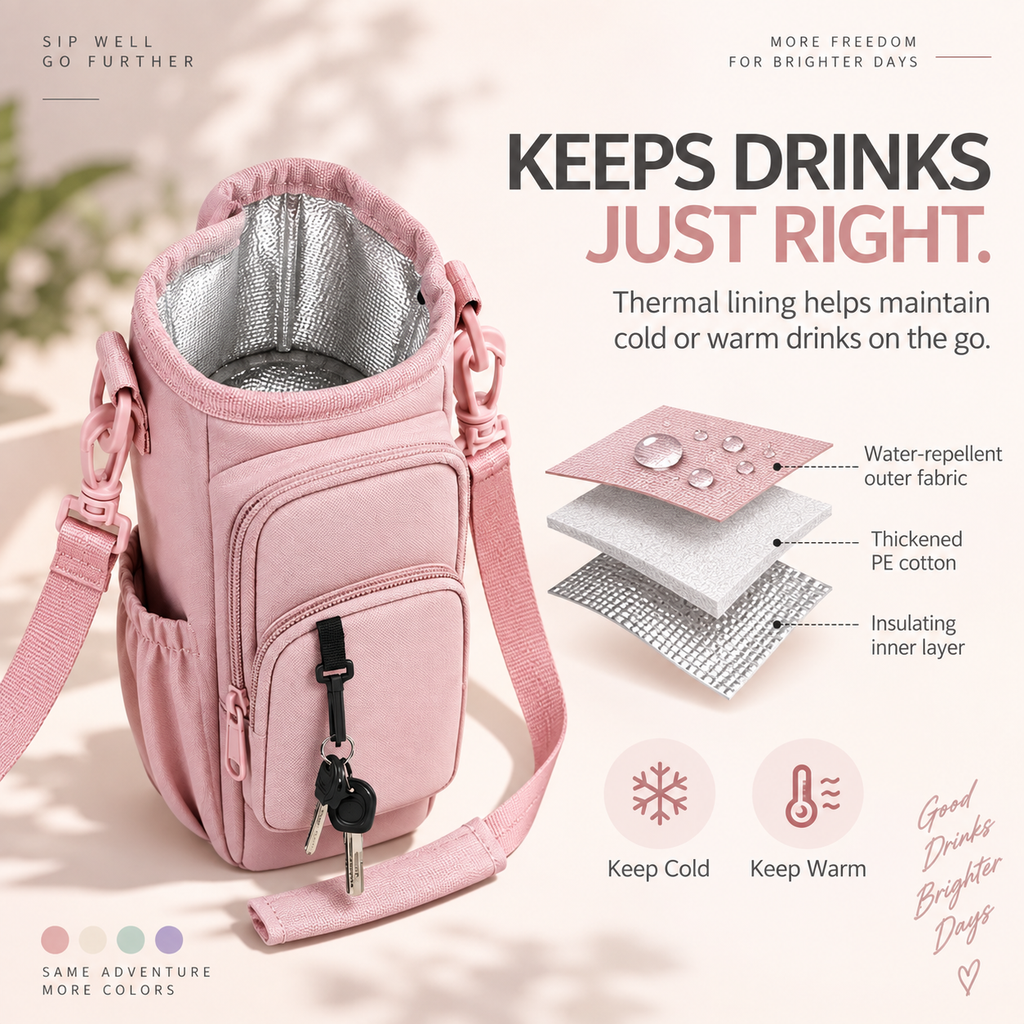 Hands-Free Tumbler Crossbody Bag: 2-in-1 Phone Wallet & Water Bottle Carrier