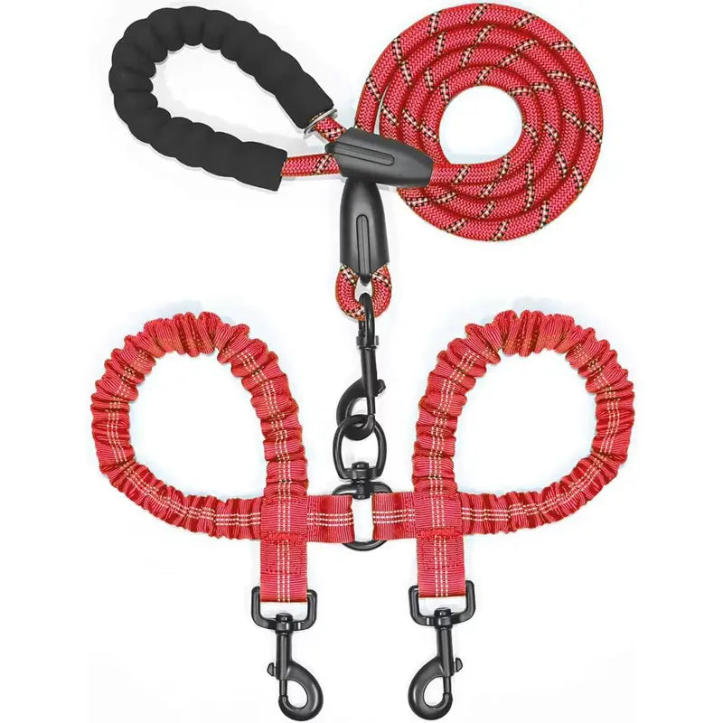 Dual Dog Leash No-Pull System – 360° Swivel Double Leash with Padded Comfort Handle
