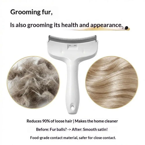 2-in-1 Pet Grooming Undercoat Rake & Loose Hair Deshedding Brush