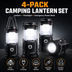 2-in-1 Solar & USB Rechargeable LED Lantern – Portable Light for Camping & Power Outages (4-Pack)