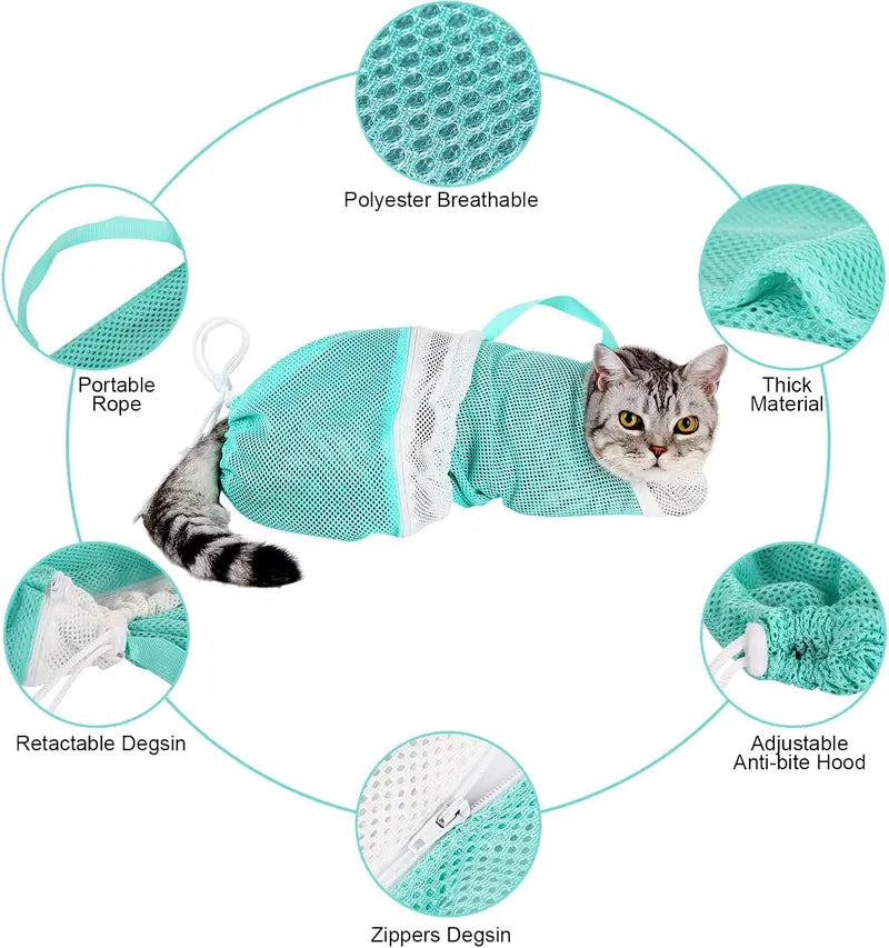 Anti-Scratch Cat Bathing Restraint Bag: Stress-Free Grooming & Nail Trimming Bag
