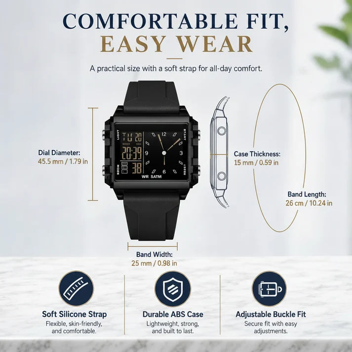 🔥Analog-Digital Sport Watch – Waterproof, Luminous & Multi-Function