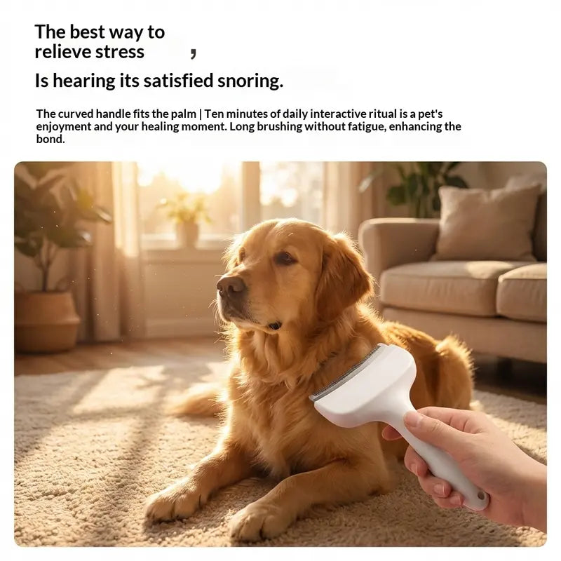 2-in-1 Pet Grooming Undercoat Rake & Loose Hair Deshedding Brush
