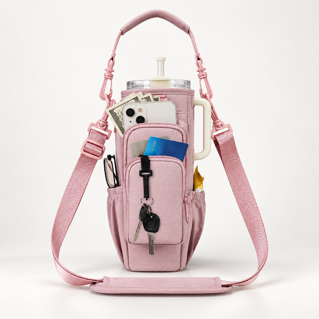 Hands-Free Tumbler Crossbody Bag: 2-in-1 Phone Wallet & Water Bottle Carrier