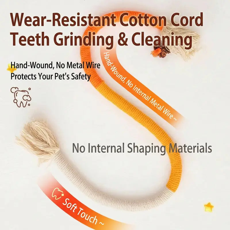 Snake Dental Ropes (3-Pack): Natural Cotton Teeth Cleaning & Teething Toy for Cats