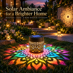 Solar Mandala Projection Wall Light – Waterproof Decorative Patio & Fence Accent Lamp