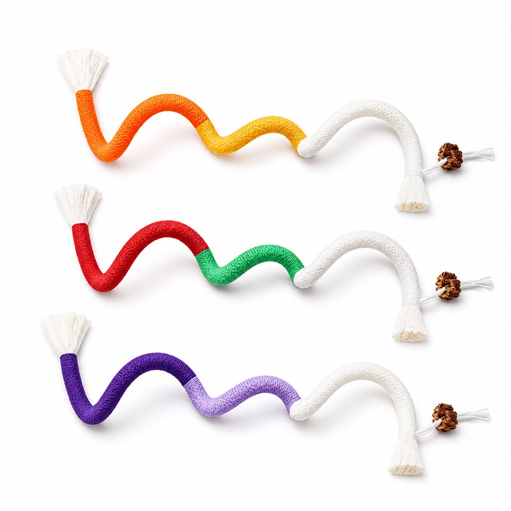 Snake Dental Ropes (3-Pack): Natural Cotton Teeth Cleaning & Teething Toy for Cats