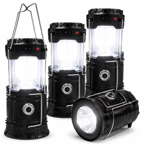 2-in-1 Solar & USB Rechargeable LED Lantern – Portable Light for Camping & Power Outages (4-Pack)