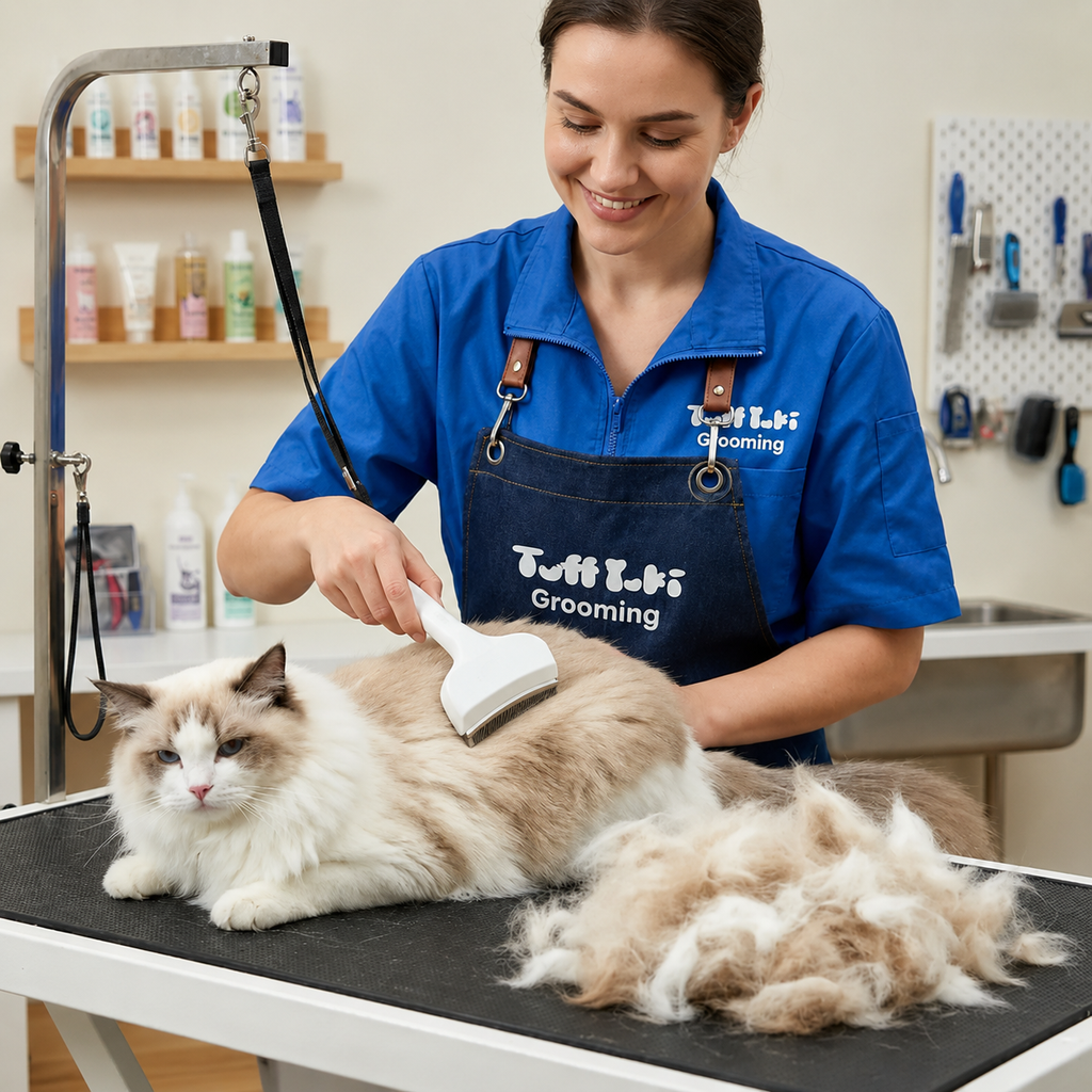 2-in-1 Pet Grooming Undercoat Rake & Loose Hair Deshedding Brush