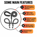 Dual Dog Leash No-Pull System – 360° Swivel Double Leash with Padded Comfort Handle