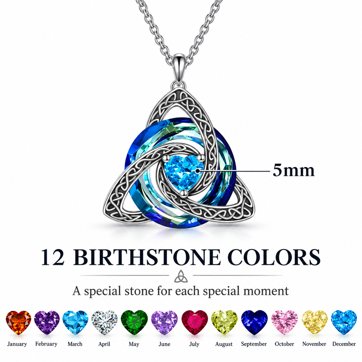 ⏳🔥LIMITED-TIME 50% OFF! ⏰Women's Celtic Knot Birthstone Pendant Necklace📿