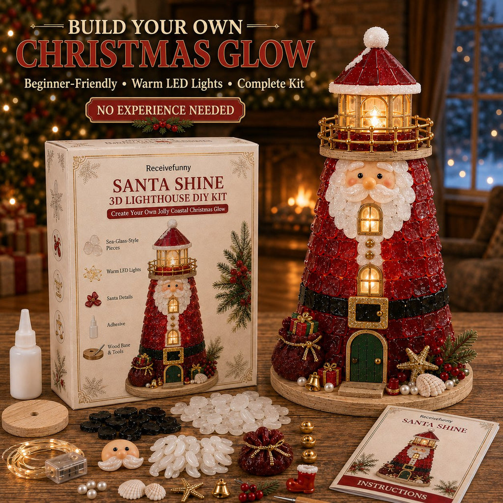 🎅 2026 Christmas Gift --🎄Handmade Sea Glass-Style Lighted Lighthouse Kit – Complete Holiday DIY Craft Gift💕