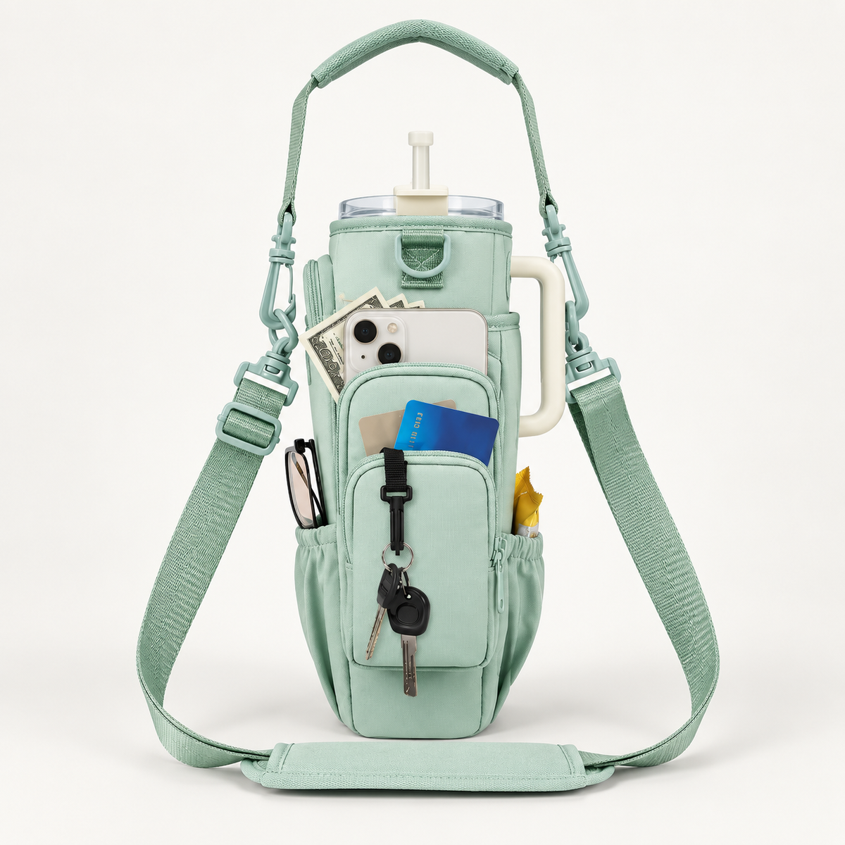 Hands-Free Tumbler Crossbody Bag: 2-in-1 Phone Wallet & Water Bottle Carrier