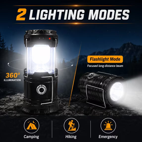 2-in-1 Solar & USB Rechargeable LED Lantern – Portable Light for Camping & Power Outages (4-Pack)