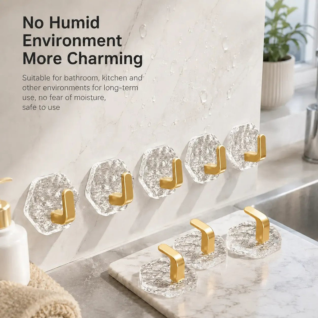 ⚡Self-Adhesive Hexagon Ripple Utility Hooks – Damage-Free Wall Organizers for Keys, Towels & Coats