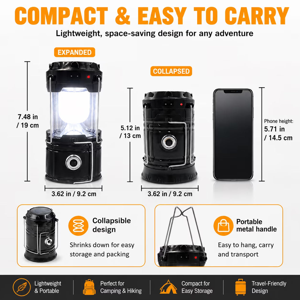 2-in-1 Solar & USB Rechargeable LED Lantern – Portable Light for Camping & Power Outages (4-Pack)