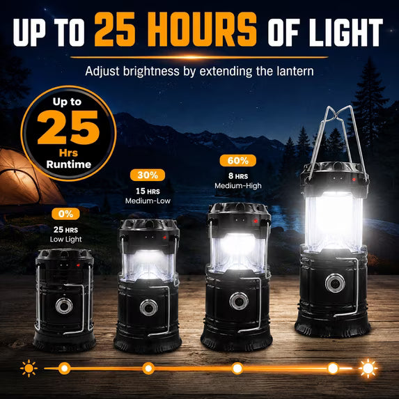 2-in-1 Solar & USB Rechargeable LED Lantern – Portable Light for Camping & Power Outages (4-Pack)