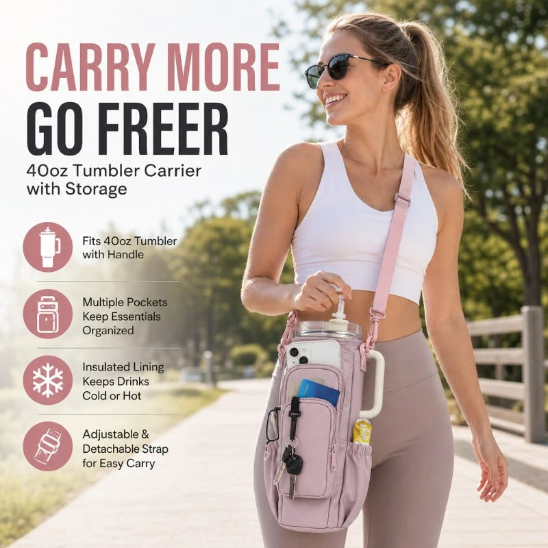 Hands-Free Tumbler Crossbody Bag: 2-in-1 Phone Wallet & Water Bottle Carrier