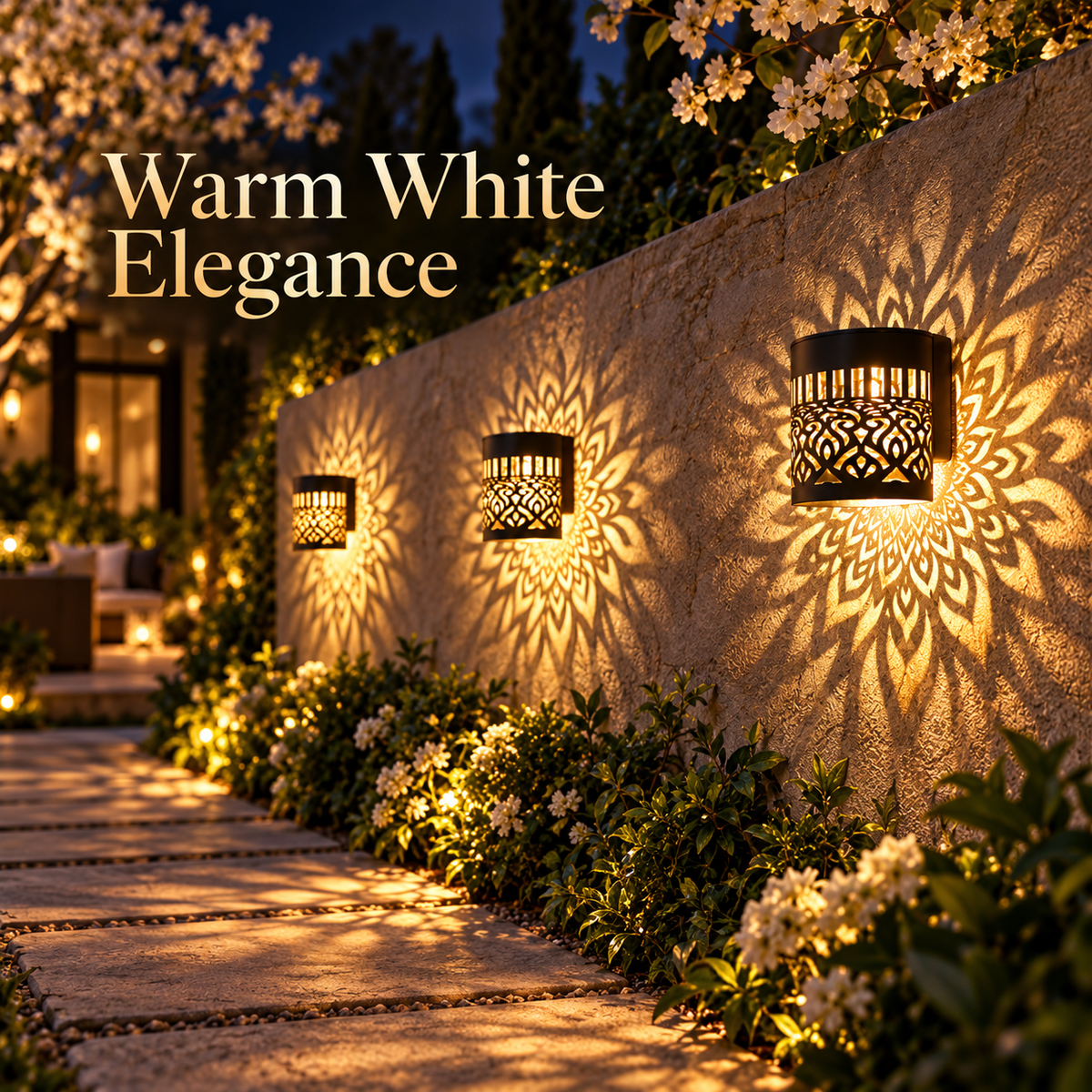 Solar Mandala Projection Wall Light – Waterproof Decorative Patio & Fence Accent Lamp