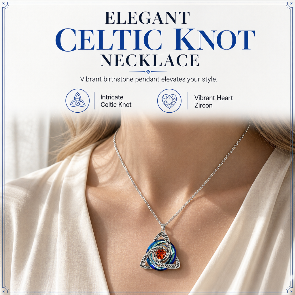 ⏳🔥LIMITED-TIME 50% OFF! ⏰Women's Celtic Knot Birthstone Pendant Necklace📿