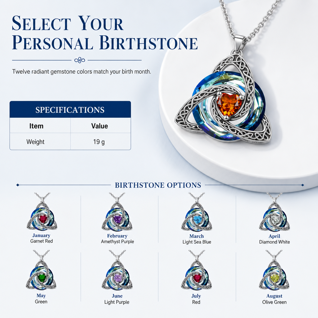 ⏳🔥LIMITED-TIME 50% OFF! ⏰Women's Celtic Knot Birthstone Pendant Necklace📿